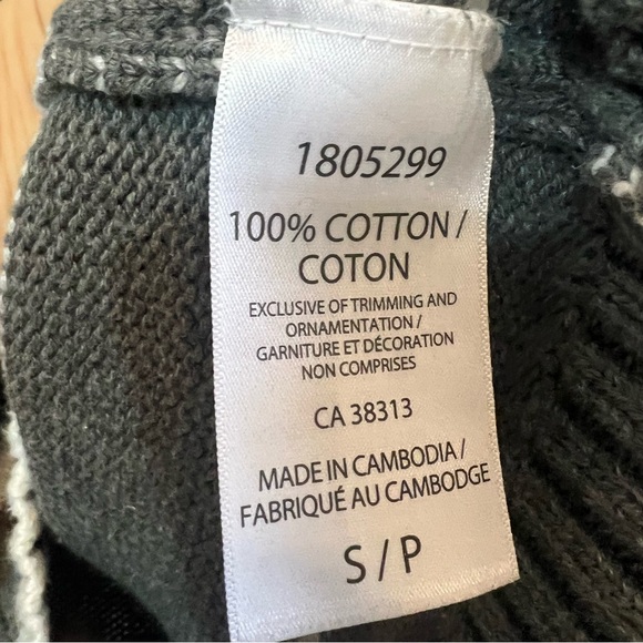 Benetton 3/4 zip cotton knit grey & white striped sweater S excellent condition - Picture 10 of 11